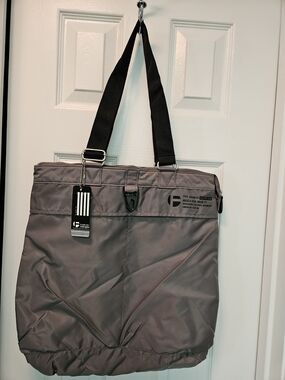 Tall Gray Nylon Helmet Or Travel Tote Bag with Black Straps NWT